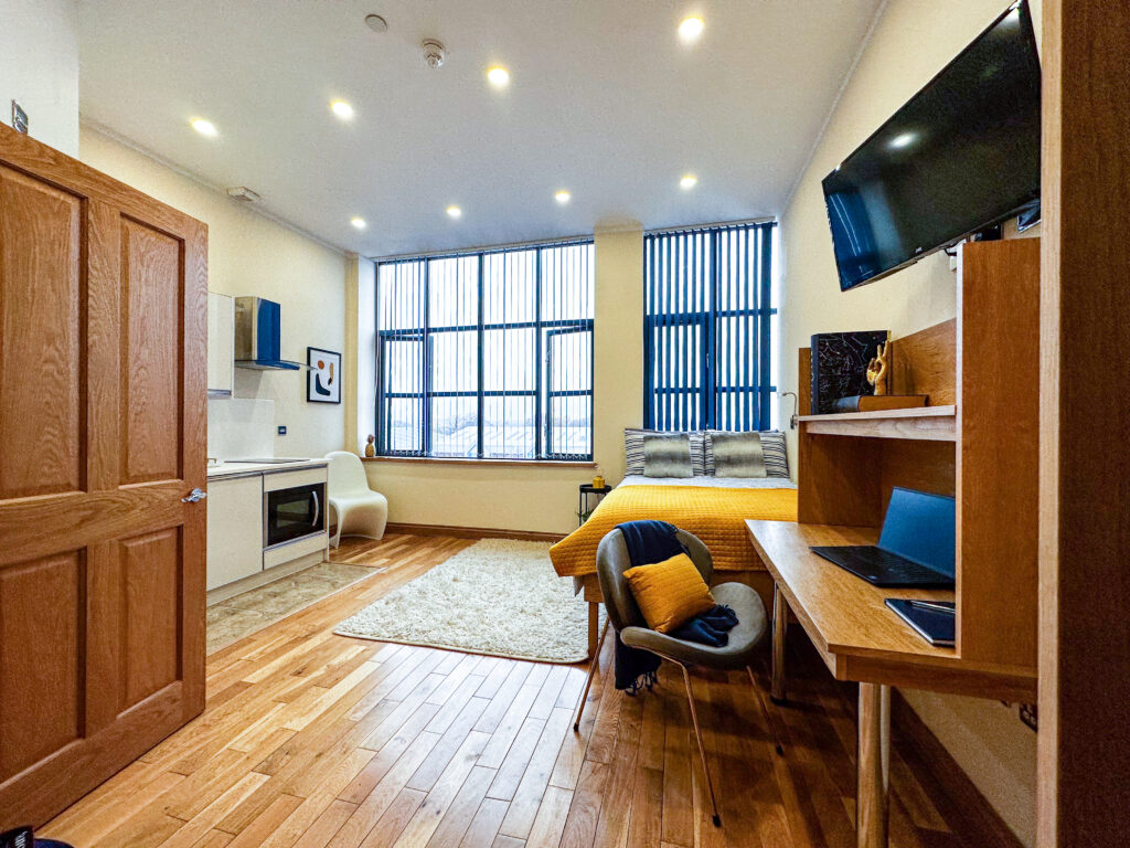 Executive studio room of a private student accommodation in Nottingham