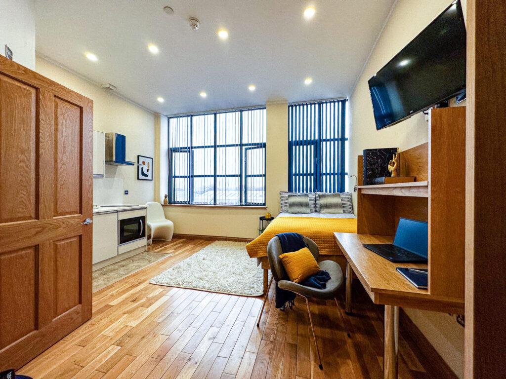 Executive studio room in a private student accommodation in Nottingham.